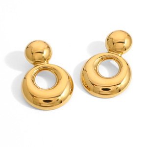 Geometric Hoop <b>Earrings</b> 18k <b>Gold</b> Plated Stainless Steel Stud <b>Earrings</b> Fashion <b>Dangle</b> <b>Earrings</b> - Product Image 5