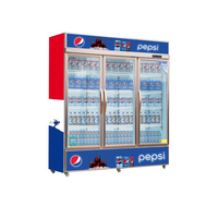 Vitrine commerciale de supermarché, boîtier de porte en verre, boissons froides de Coca réfrigérateur sans gel, réfrigérateur Transparent pour boissons froides