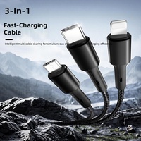 Kabel Pengisian Cepat Ramah Lingkungan 3-in-1 TPE/PVC Berlapis Nilon Anti-Kusut Tahan Lama Universal untuk Ponsel & Tablet
