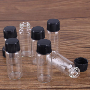 10 Uds. <span class=keywords><strong>Mini</strong></span> frascos de vidrio 4ml 16 _ 40mm botellas vacías con tapas de plástico negro favores de boda pequeños viales de vidrio - Product Image 3