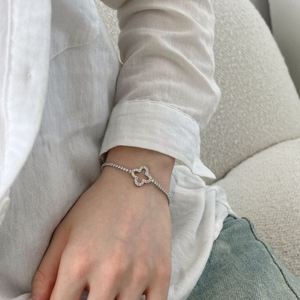 Dylam Top Jewelry 925 Sterling <b>Silver</b> Hypoallergenic Non Tarnish 5A Cubic Zirconia Four Leaf Clover <b>Charm</b> Tennis <b>Bracelet</b> - Product Image 6