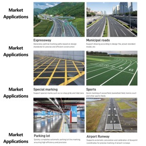 หุ่นยนต์ทำเครื่องหมายถนนแบบปรับเปลี่ยนได้สำหรับสภาพแวดล้อมต่างๆ สำหรับการทำเครื่องหมายเส้นโค้ง ตัวเลข และตัวอักษรบนถนน - Product Image 6