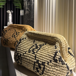 Bolsas de Paja Personalizadas con Diseño Bohemio, <span class=keywords><strong>Bolsa</strong></span> de Regalo con Estampado Personalizado, <span class=keywords><strong>Bolsa</strong></span> de Almacenamiento Pequeña para Verano, Forma de Almohada - Product Image 4