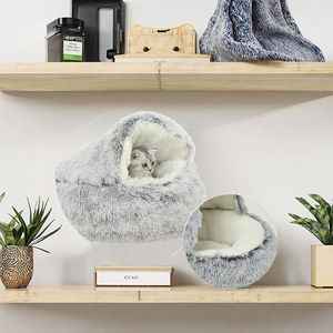 Rundes Luxus-Katzenbett für Sommer und Winter, Warm und Weich aus Cord mit Schaumstoff, Maschinenwaschbar, Niedlicher Stil, Abnehmbare Funktion - Product Image 3
