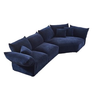 Sofá de Terciopelo Chenille en Forma de L con Reposabrazos Ajustables, Diseño Recto, Muebles para Sala de Estar - Product Image 2