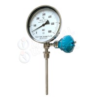 Thermomètre numérique industriel à sonde en acier inoxydable avec ressort de pression à cadran bimétallique