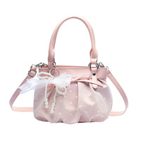 Mini sac à main mignon à pois avec nœud, sac seau à bandoulière, pour articles quotidiens et personnels, style Expo