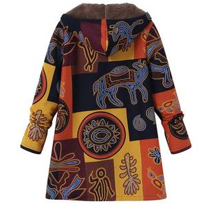 Commercio all'ingrosso di vestiti di cotone peluche <span class=keywords><strong>con</strong></span> cappuccio e <span class=keywords><strong>cerniera</strong></span> a maniche lunghe da donna di alta qualità <span class=keywords><strong>con</strong></span> <span class=keywords><strong>cappotto</strong></span> grande a colori <span class=keywords><strong>con</strong></span> stampa retrò - Product Image 5