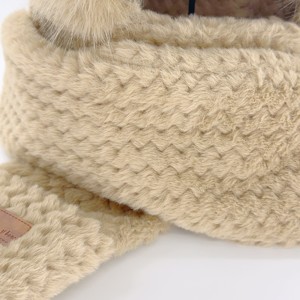 Femmes mignon doux en peluche hiver accessoires ensemble épais chaud longues mitaines à capuche Logo personnalisé brodé écharpe gants tricot - Product Image 6