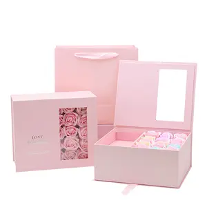 Emballage en carton personnalisé de boîte-cadeau de bouquet de fleurs pour toujours Rose avec logo personnalisé