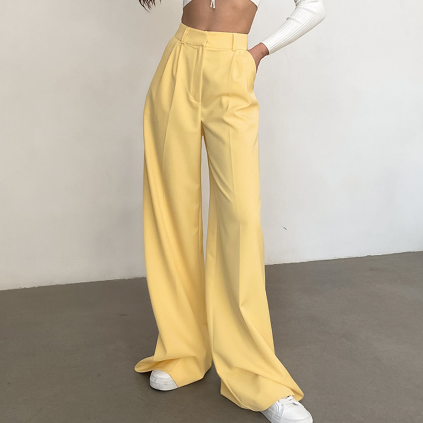Enyami 2025 Custom Logo Chic Casual Pants Yellow Simple