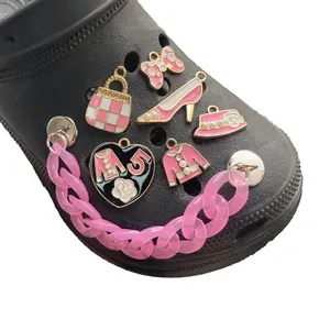 rosa serie schuhreife für clog charme dekorationen zubehör ferse schuhclip designer clog charme ketten clog bling