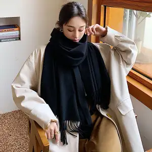 OEM/ODMスタイリッシュなロングスカーフイミテーションカシミアマフラー暖かく快適なスカーフ起毛織物女性大人の冬の簡単な方法