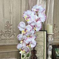 Vente en gros de fleurs d'orchidées artificielles de plusieurs couleurs, rose, violet, fausse tige de fleur de phalaenopsis, 9 têtes en soie pour décoration de mariage à la maison