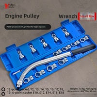 Kit d'outils de réparation de moteur de voiture - Clé réglable pour démontage de la poulie tendeur, en acier CR-V, avec mallette de transport rigide