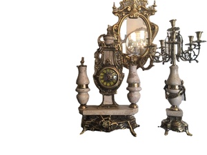 <span class=keywords><strong>2025</strong></span> mới AY đầy đủ thiết lập sang trọng cổ điển trang trí nội thất đồng thau thiên thần bảng đồng hồ và Alabaster nến - Product Image 4