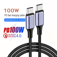 Cable de Carga Rápida Justlink PD de 100W USB C a C, 5A QC4.0, Cable de Datos Tipo C de Nailon Trenzado para Laptop, Teléfono y Tablet