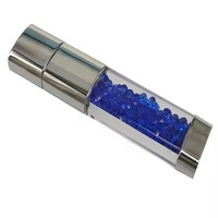 Nouvelle Clé USB 2.0 de Luxe Bleu Diamant avec Capuchon Métallique, Cadeau Personnalisé pour Mariage et Entreprise, Design Scintillant Diamant, Données Garanties 10 Ans