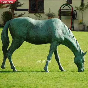 Outdoor Garden Lawn Life Size Antiques Cast Bronze Grazing Horse Sculpture