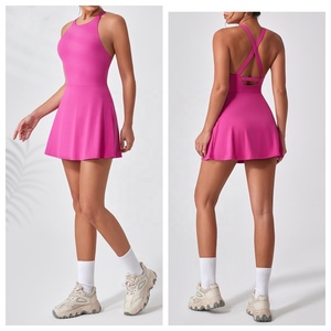 Logo personnalisé robe de sport pour femmes dos croisé sans manches robe de pickleball golf tennis - Product Image 3