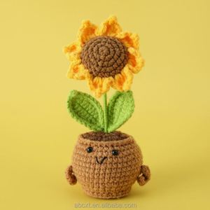 Flores Artificiales Tejidas a Mano, Girasol de Ganchillo Positivo en Maceta para Navidad y Acción de Gracias - Product Image 4