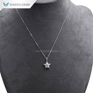 Collar de Oro Blanco de 14k con Estrella de los Deseos de Tianyu Gemstone, Peso Total 3.74g/ Se Puede Grabar - Product Image 2