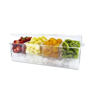 4 Compartments Chiller Container On Ice Plastic Condiment Server