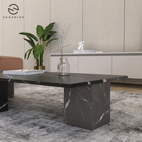 Mobilier extérieur de jardin table basse ronde en pierre de marbre de luxe résistante aux intempéries
