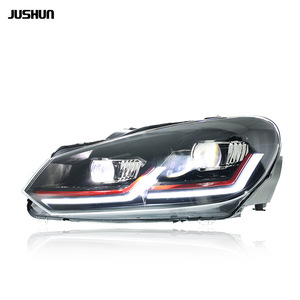 ชุดไฟหน้ารถยนต์ Volkswagen Golf 6 แบบ LED โปรเจคเตอร์ พร้อมไฟ DRL แบบไล่ระดับ สีแดง-เงิน 12v 15000lm - Product Image 4