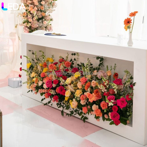 LEDA Family Banquets Parties Acrylic <b>Table</b> White Bar <b>Table</b> With Floral Arrangement - Product Image 2