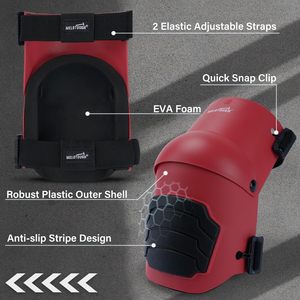 Genouillères MELOTOUGH pour hommes, genouillères de charpentier, genouillères rouges, genouillères personnalisées, genouillères en EVA, genouillères légères - Product Image 2