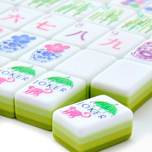 Hot Sale Modern Candy Color Green White Base Mahjong Tiles Pink Monkey Art Jokers with Standard Size for <b>Entertainment</b> - Product Image 2