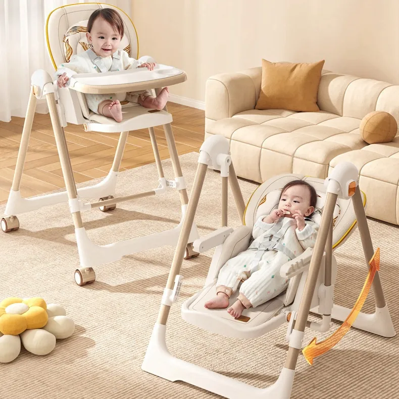 Cadeira alta 2 em 1 para bebês com altura ajustável, cadeira de jantar portátil removível para sentar e deitar