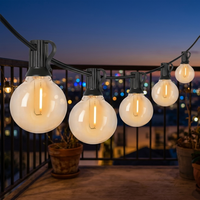 Guirlande lumineuse solaire populaire en gros, ampoules LED G40, éclairage décoratif extérieur, guirlande de lumières à globe feston avec adaptateur