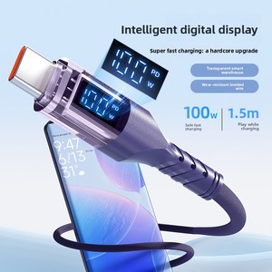 <span class=keywords><strong>Cable</strong></span> <span class=keywords><strong>USB</strong></span> <span class=keywords><strong>C</strong></span> <span class=keywords><strong>Original</strong></span> de Fábrica de Alta Calidad, 100W, Pantalla Digital Transparente, Tipo-<span class=keywords><strong>C</strong></span> a Tipo-<span class=keywords><strong>C</strong></span>, <span class=keywords><strong>Cable</strong></span> de Carga Rápida de Datos para iPhone - Product Image 1