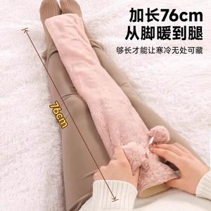 Bouillotte 75 cm grise en peluche style oreiller pour le lit, chaleur hivernale - Product Image 4