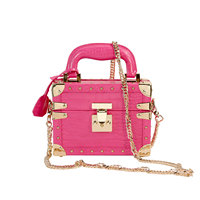 Sac à main en cuir fait main, mini-coffret rigide carré pour bijoux pour femme - Catégorie de produit : Boîtes à bijoux
