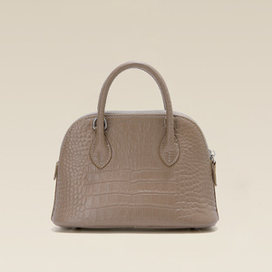 Sac en cuir véritable motif crocodile pour femme, grande capacité, sac à main de banlieue, sac à bandoulière zippé, sac de plage rétro, sac bowling - Product Image 2