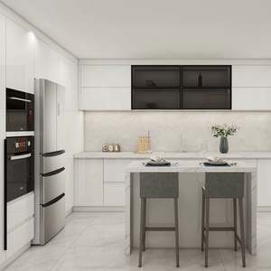 Juegos Completos de Gabinetes de Cocina Modernos, Gabinete de Madera Maciza MDF con Puerta de Vidrio y Fregadero de Cuarzo - Product Image 1