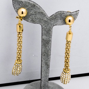 Ensemble de bijoux de mariée de luxe européen brésilien plaqué or 14 carats, zircone cubique, grand collier, boucles d'oreilles, fête, fiançailles - Product Image 6