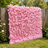 Mur de fleurs artificielles enroulable Rose Rose, toile de fond en plastique, décor floral mixte fait main pour mariage, fête, événement