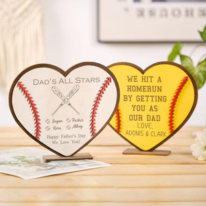 <span class=keywords><strong>Plaque</strong></span> <span class=keywords><strong>personnalisée</strong></span> en bois en forme de cœur pour baseball/softball, avec nom sur mesure, cadeau fête des pères, cadeau d'anniversaire, décoration intérieure, ornement de <span class=keywords><strong>bureau</strong></span> - Product Image 3