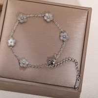Pulsera de Acero Inoxidable con Cinco Tréboles de 9MM, Chapada en Oro de 18K, con Flores, para Mujer, a Prueba de Agua, Regalo de Joyería