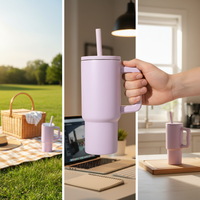 Bouteille d'eau isotherme à double paroi Aesthetic Pastel 710 ml (24 oz) avec paille pour studio de Pilates et entraînement