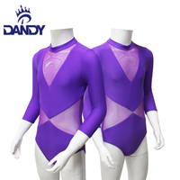 Justaucorps violet en gros Body de ballet avec logo personnalisé Vêtements de compétition de danse pour filles
