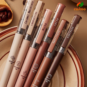 Set di penne in Gel a tema tè pomeridiano Set sei pezzi punta da 0.5mm, colori ispirati al caffè disponibili ideali per scrivere e regalare - Product Image 1