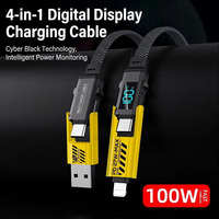 Kabel Pengisian Cepat 100W Tipe-C 4-in-1 dengan Selubung Nilon, Konduktor Tembaga Murni untuk Perangkat IOS & Android, Kompatibel dengan Earphone