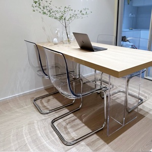 Chaise de salle à manger Tors, style nordique, très tendance, avec dossier transparent en acrylique, design cristallin, mobilier de maison vintage simple pour salle à manger - Product Image 4