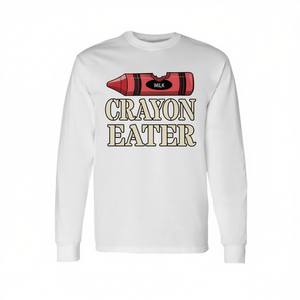 Camiseta de manga larga Crayon Eater para adultos, unisex, cuello redondo, diseño de meme militar, ropa promocional - Product Image 3