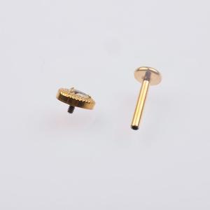 Zarif Hristiyan Altın Gözyaşı Şeklinde Düz Sırtlı Labret Çivisi İmplant Kalitesinde Titanyum PVD Altın CZ Taşlı İçten Dişli Vücut Takısı - Product Image 5